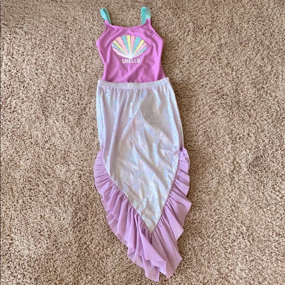 Purple Shell Bathing Suit with Mermaid Tail Skirt